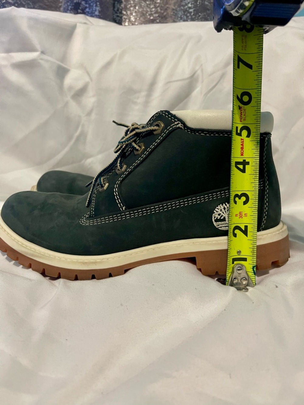 Timberland Nubuck Lace-Up Boots with Cream Collar - Picture 8 of 8